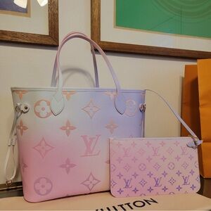 Louis Vuitton Pastel Gradient Monogram Neverfull Tote with Pouch